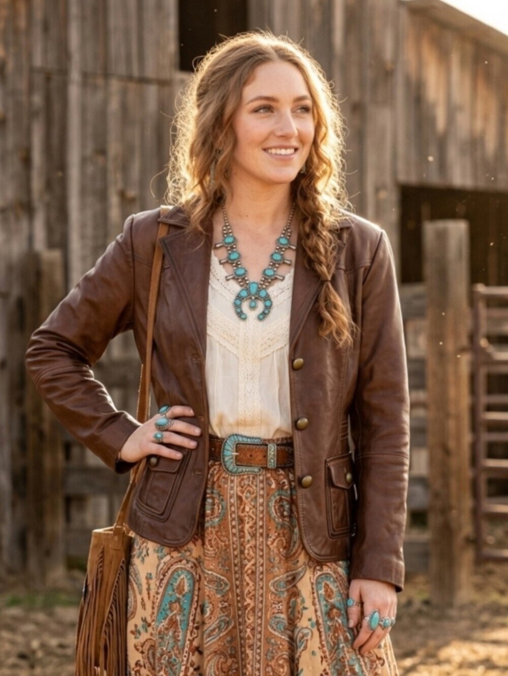 Marie Claire Brown Fitted Button Front Leather Jacket Size M